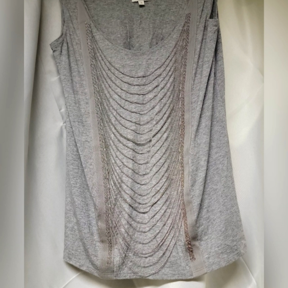 Boston Proper Gray Silver Chain Top